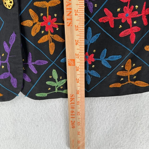 VTG Sandy Starkman Embroidered Blazer Womens Medium Floral‎ Sequin Artsy - Picture 5 of 9